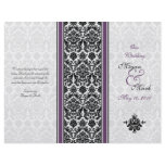 Eggplant Purple Damask Wedding Program Personalized Flyer