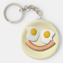 Eggs and bacon smiley face . key chains