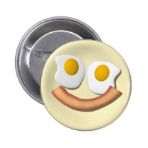 Eggs and bacon smiley face . pin