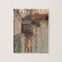 Egon Schiele - Sailboats in wellenbewegtem water Jigsaw Puzzles