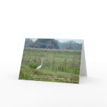 Egret in Field Of Flowers Card