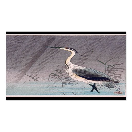 Egret in Rain by Seitei Watanabe 1851- 1918 Business Cards