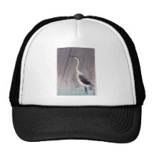 Egret in Rain by Seitei Watanabe 1851- 1918 Mesh Hats