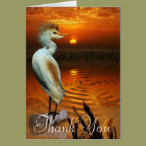Egret & Sunset Wildlife Art Thank You Card cards