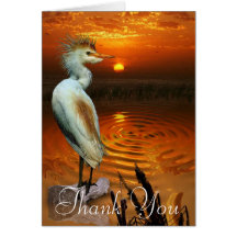 Egret & Sunset Wildlife Art Thank You Card