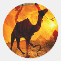 Egyptian camel round sticker