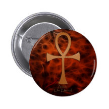Egyptian Copper-effect Red Fractal ANKH Buttons