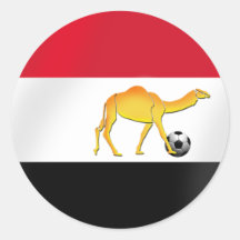 Egyptian desert camel soccer ball flag round stickers