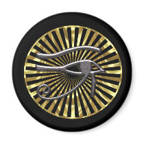 Egyptian Eye of Horus Gold and Black Fridge Magnet
