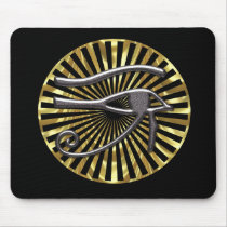 Egyptian Eye of Horus Gold and Black Mousepad