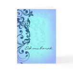 Eid mubarak - blue greeting card