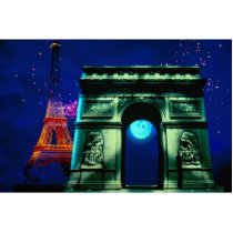 Eiffel Tower and Arc de Triomphe with moon Acrylic Cut Out