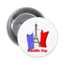 Eiffel Tower and French Flag Bastille Day Tees buttons
