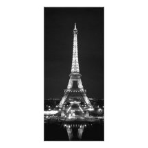 Eiffel Tower at Night - B/W Custom Rack Cards