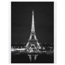 Eiffel Tower at Night - B/W