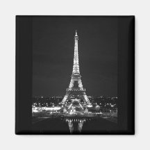 Eiffel Tower at Night - B/W Magnet