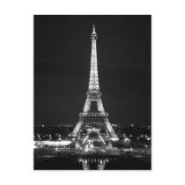Eiffel Tower at Night - B/W