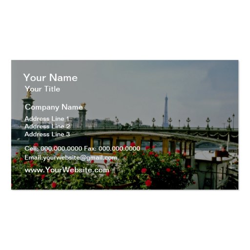 Eiffel Tower, barges, Paris, France  flowers Business Card Templates