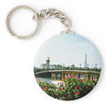 Eiffel Tower, barges, Paris, France  flowers Key Chain
