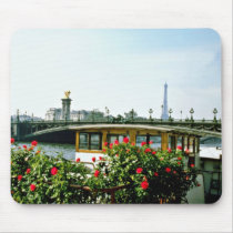 Eiffel Tower, barges, Paris, France  flowers Mouse Pads