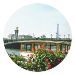 Eiffel Tower, barges, Paris, France  flowers Sticker