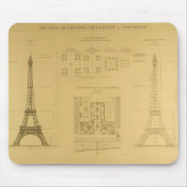 Eiffel Tower Blueprints Mousepads