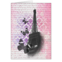Eiffel tower & butterflies greeting card