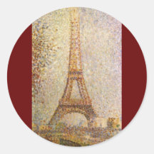 Eiffel Tower by Seurat, Vintage Pointillism Art Sticker
