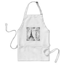 Eiffel Tower in Black and White Aprons