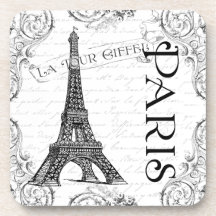 Eiffel Tower in Black and White Coasters