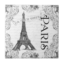 Eiffel Tower in Black and White Tiles