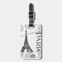 Eiffel Tower in Black and White Travel Bag Tag