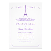 Eiffel Tower in Lavender Elegant Wedding Invitatio Invites