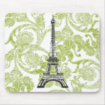 Eiffel Tower on Green Design Mousepad