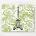 Eiffel Tower on Green Design Mousepad