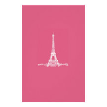 Eiffel Tower Paris Abstract Pink Custom Stationery