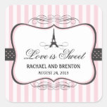 Eiffel Tower Paris Wedding Square Stickers