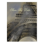 Eiffel tower Parisian french wedding Save the Date Postcard