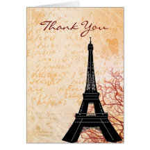 Eiffel Tower Peach Thank You Note card