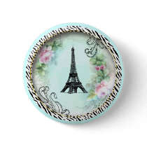 Eiffel Tower Pink Roses and Zebra Print