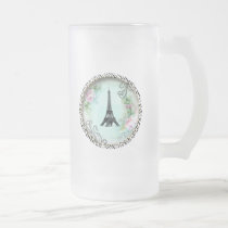 Eiffel Tower Pink Roses and Zebra Print mugs