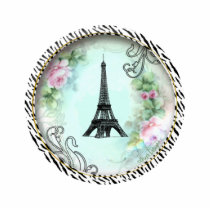 Eiffel Tower Pink Roses n Zebra Print Ornament Acrylic Cut Outs