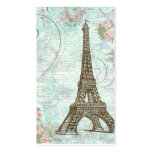 Eiffel Tower Pink Roses & Scrolls Business Card