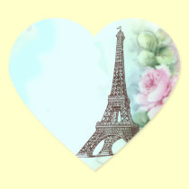 Eiffel Tower & Pink Roses Stickers Tags stickers