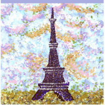 Eiffel Tower Pointillism Brooch Pin Sculpture Photo Cutouts