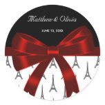 Eiffel Tower Red Bow Wedding Favour Stickers