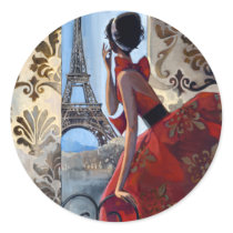 Eiffel Tower, Red Dress, Let's Go Sticker
