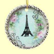 Eiffel Tower Roses Zebra Print Ornament ornaments
