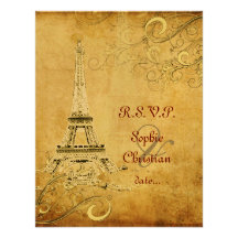 Eiffel Tower + swirls  Wedding Invitations