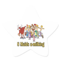 eight maids a-milking 8th eighth day christmas star sticker
